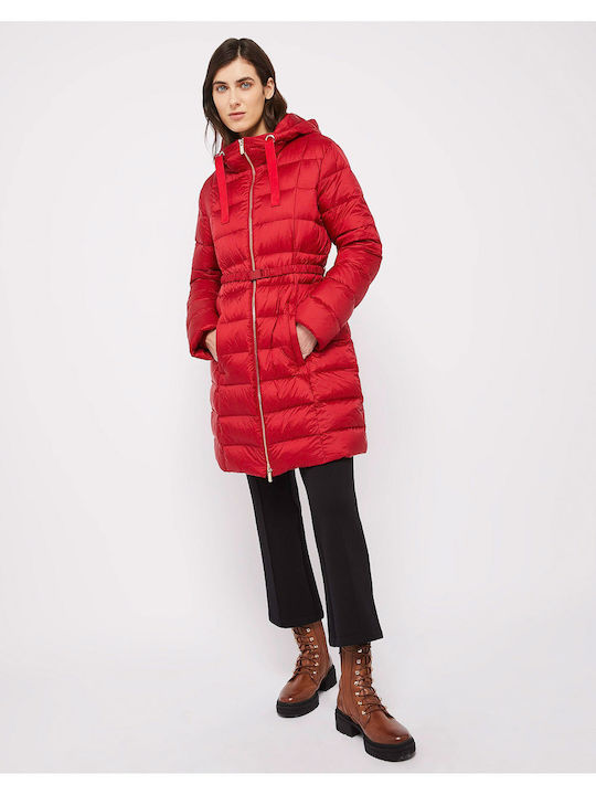 Pennyblack Women's Long Lifestyle Jacket for Winter with Hood Red