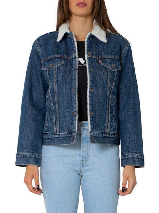 Levi's Women's Long Jean Jacket for Winter Blue