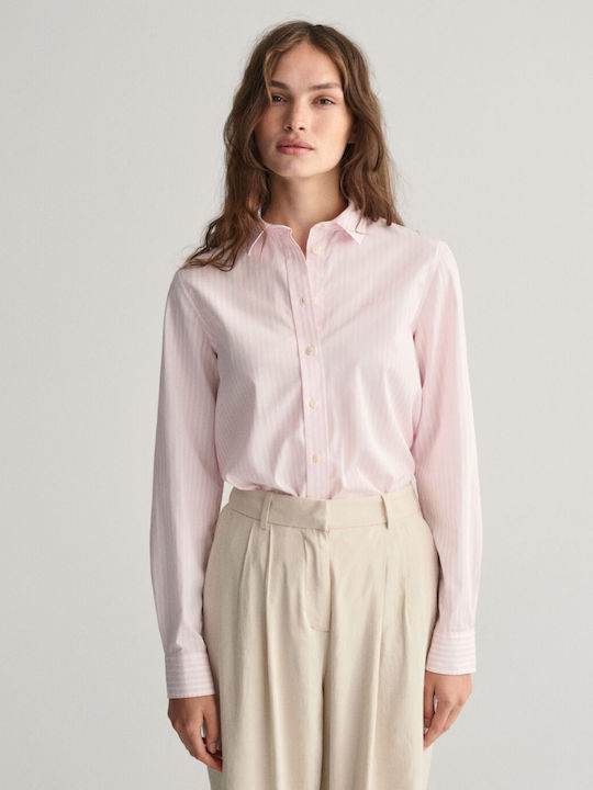 Gant Women's Striped Long Sleeve Shirt Pink