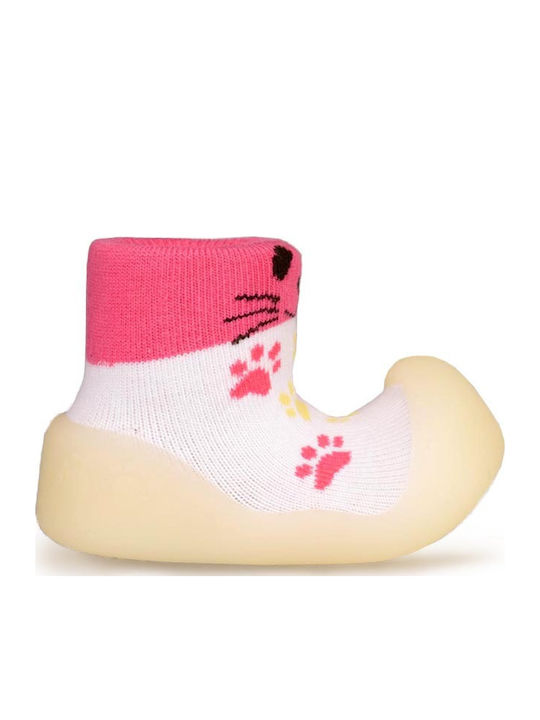 BigToes Kinder Haussocken White/Pink