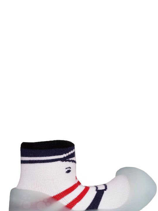 BigToes Kinderstrümpfe Hausschuh-Socken White/Navy/Aqua