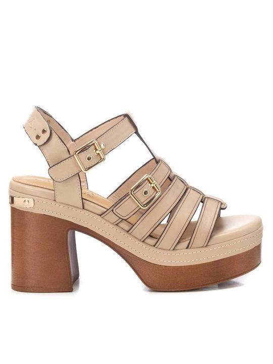 Carmela Footwear Platform Leather Women's Sandals Beige