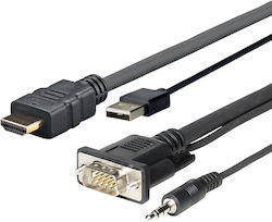 Vivolink HDMI-Stecker - HDMI-Stecker / USB-A-Stecker / VGA-Stecker 3m Schwarz (PROHDMIMVGA3)
