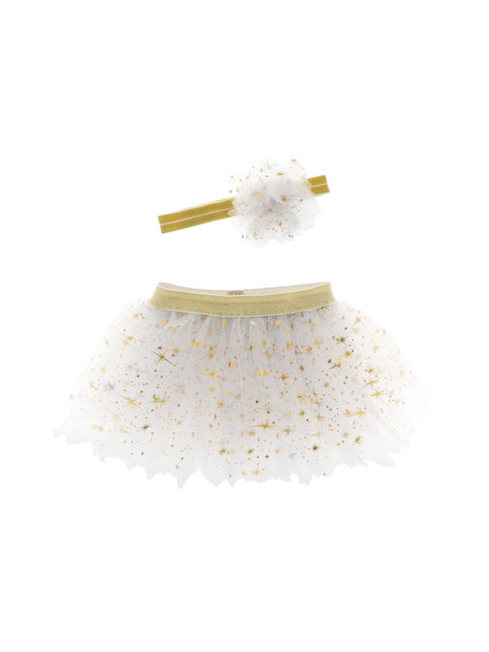 Stephen Joseph Kids Tulle Tutu Skirt Gold Big Sister Tutu & Headband Golden Pearl