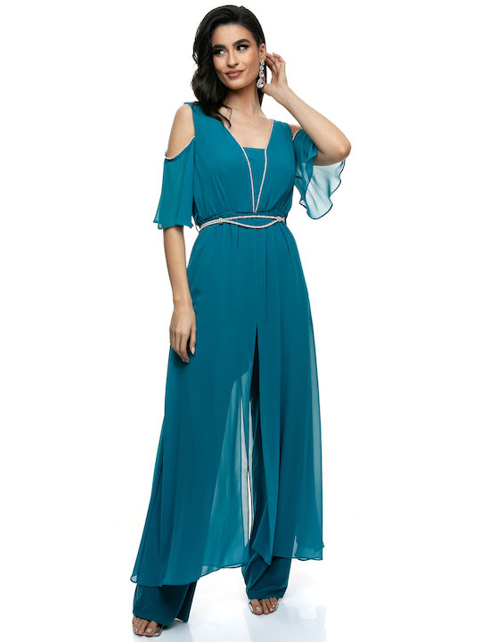 RichgirlBoudoir Women's Short-sleeved One-piece Suit Blue