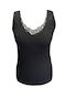 Women's Cotton T-Shirt with Spaghetti Strap Black