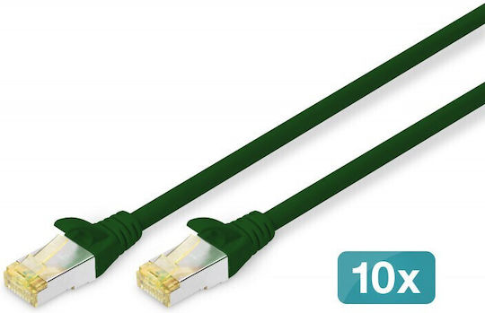 Digitus S/FTP Cat.6a Ethernet Network Cable 0.5m Green 10 Pieces