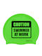 Buddyswim Caution Swimmer At Work Silicone Adults Swimming Cap Green
