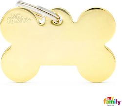 My Family Basic Dog ID Tag Bone Gold Metal XLar...