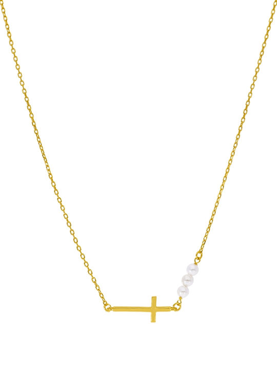 Marea Women's Cross from Gold Plated Silver with Chain