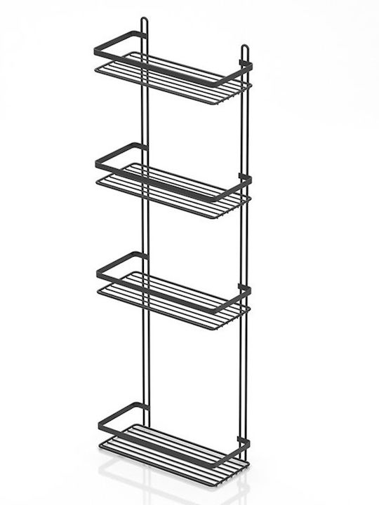 Tekno-Tel Wall Mounted Bathroom Shelf Metallic with 4 Shelves 25x11.5x75cm