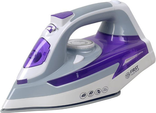 First Austria Fier de Călcat cu Aburi 2600W cu Talpă Ceramică și Debit Continu de Abur 25g/min Purple
