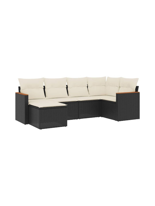 Set Outdoor Lounge Black with Pillows 6pcs