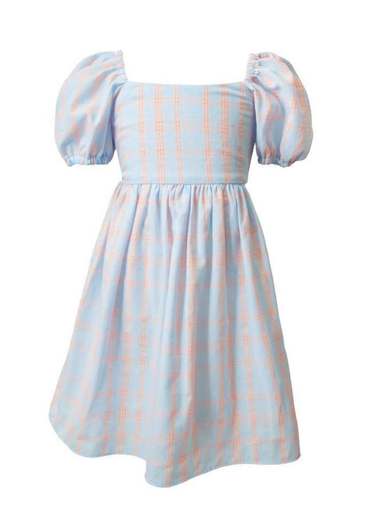 Two In A Castle Kids Dress Checked Light Blue