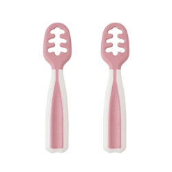 Kiokids Baby First Spoon Set from Silicone for 6+ Months Pink 2 Pieces