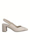 Pointed Toe Heels with Chunky Mid Heel Ecru