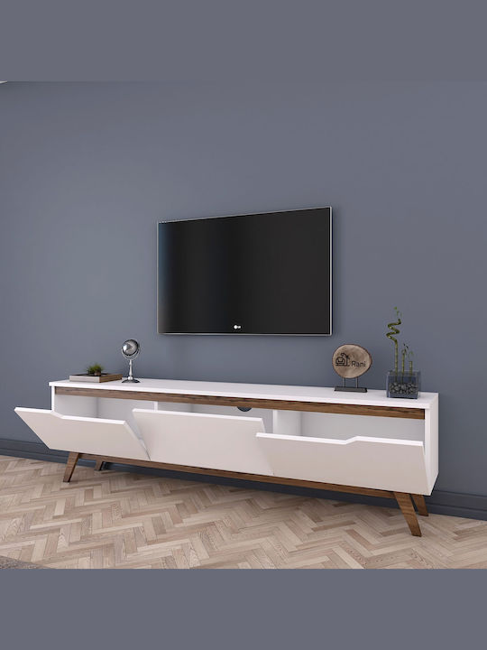 TV-Ständer Weiß-Walnuss M180xT35xH48,6cm