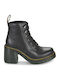 Leather Women's Ankle Boots with High Heel Black