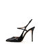 Mourtzi Patent Leather Black High Heels Slingback