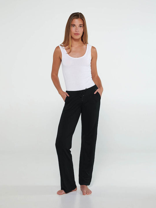 Vamp Women's Fabric Trousers in Straight Line Navy Blue