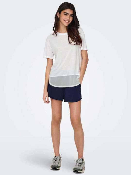 Only Γυναικείο Αθλητικό T-shirt με Διαφάνεια Λευκό