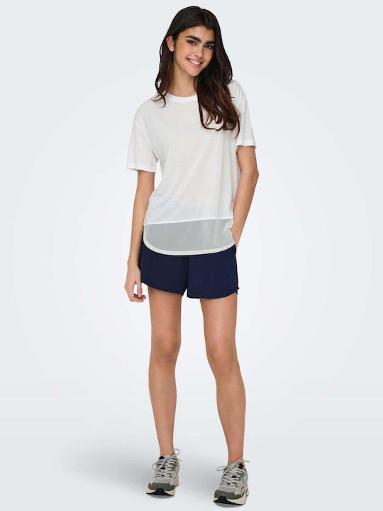 Only Damen Sportlich T-shirt mit Transparenz Weiß