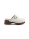 Fshoes Heel Leather Mules White