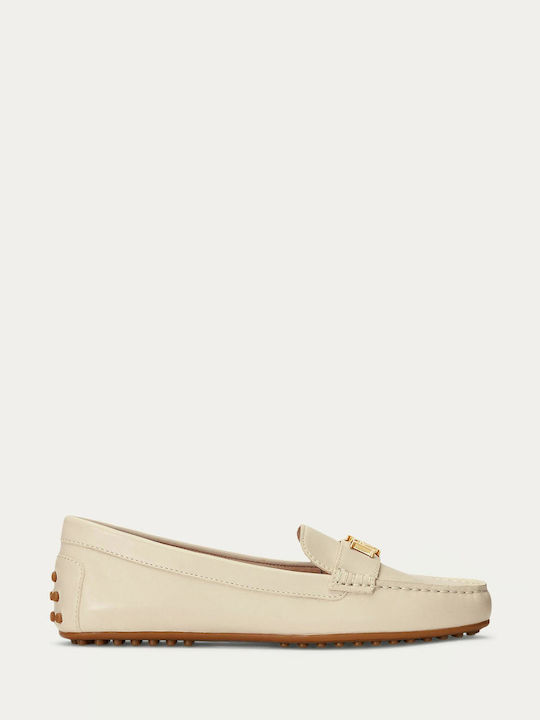 Ralph Lauren Barnsbury Leder Damen Mokassins in Beige Farbe