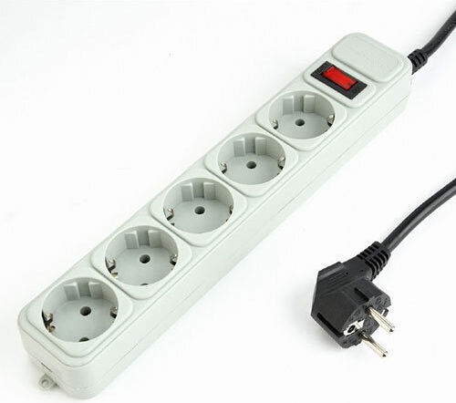 Gembird Power Strip with Surge Protection 5 Positions with Switch and Cable 3m 5pcs
