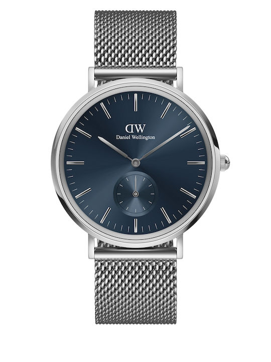 Daniel Wellington Ανδρικό Ρολόι 40mm Μπαταρίας με Ασημί Μεταλλικό Μπρασελέ