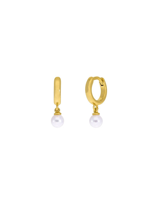 Marea Earrings Hoops made of Silver Gold Plated with Pearls