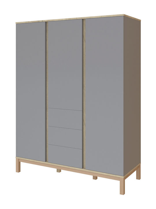Тройна врата Нтoулάпа с 3 Чекмеджета Сив 147x58x192см