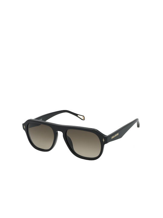 Zadig & Voltaire Sunglasses with Black Plastic Frame and Brown Gradient Lens SZV374 0700