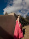 Sarah Lawrence Maxi Rochie cu Volane Fuchsia