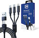 3MK Braided USB to Lightning / Type-C / micro USB Cable 3A Μαύρο 1.5m