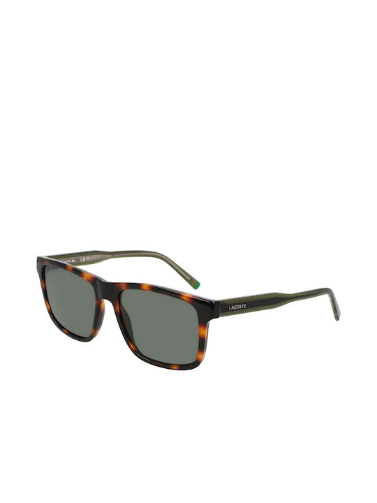 Lacoste Men's Sunglasses with Brown Tartaruga Plastic Frame and Green Lens L6025S-214