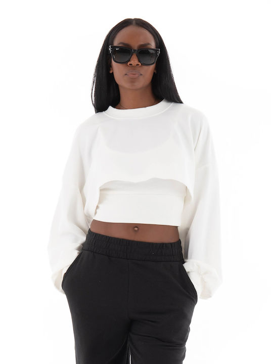 Only Women's Cropped Sweatshirt White