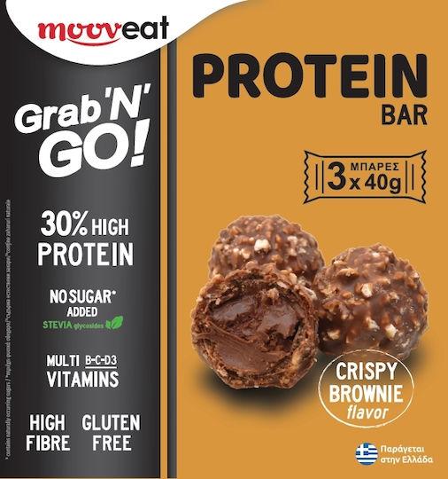 Mooveat Grab 'n' Go! Bars with 30% Protein & Flavor Crispy Brownie 3x40gr