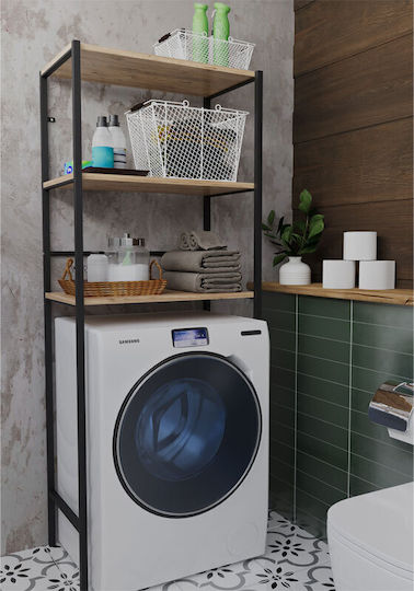 Pakketo Zermin Επιτοίχια Ραφιέρα Μπάνιου Μεταλλική 70x25x150cm Μαύρη