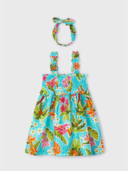 Mayoral Παιδικό Φόρεμα Floral Γαλάζιο