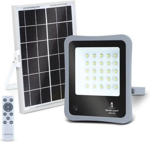 Aigostar Στεγανός Ηλιακός Προβολέας LED 50W Ψυχρό Λευκό 6500K IP65
