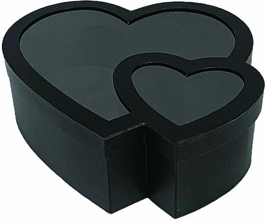 JK Home Decoration Jk Home Décor - Paper Box Double Heart White 22-26x9-11cm S/2