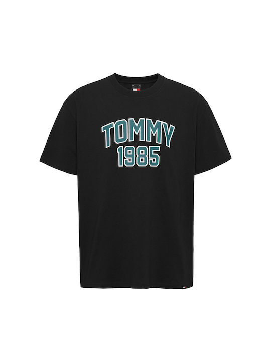 Tommy Hilfiger Bărbați T-shirt Sportiv cu Mânecă Scurtă Negru