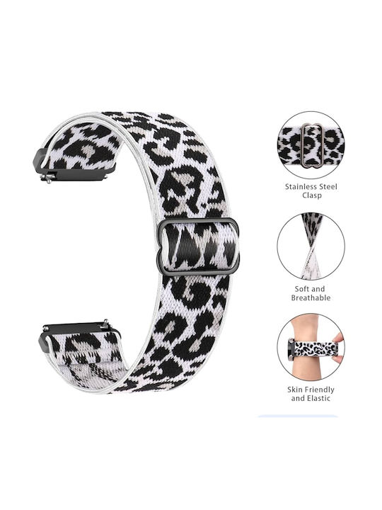 Curea din material textil pentru Samsung Galaxy Watch Active/ Active 2 40mm/ Active 2 44mm |12cm|8,5cm|- White Leopard