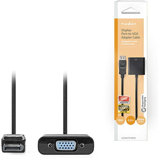 Nedis Cable DisplayPort male - VGA female 0.2m Μαύρο (CCGB37351BK02)