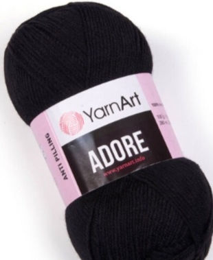 Garn Art Adore Col. 354 Farbe Schwarz 100g 100% Anti-Pilling