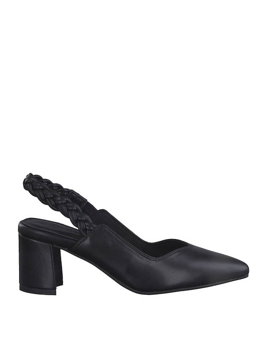 Marco Tozzi Synthetic Leather Black Heels with Strap