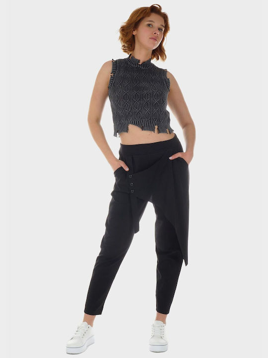 G Secret pentru Femei de Vară Crop Top fără Mâneci Black