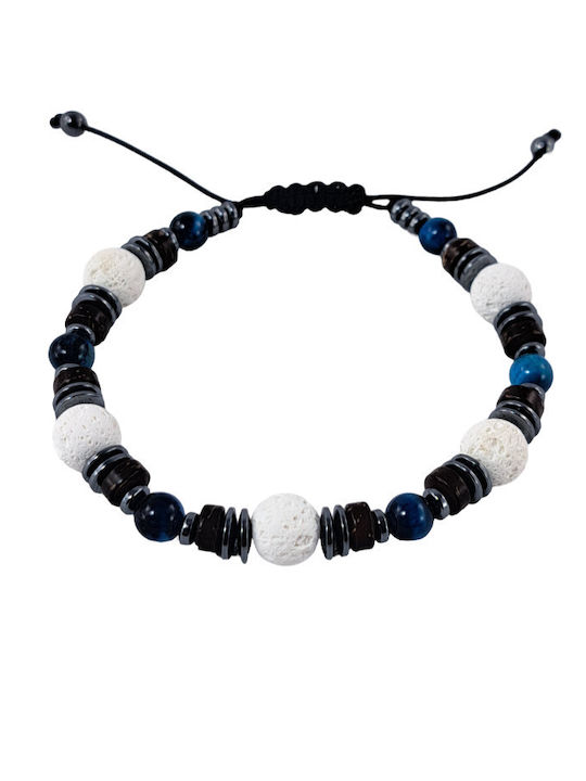 Men's Handmade Bracelet White Lava Blue