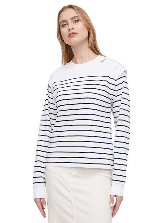 Pepe Jeans Women's Long Sleeve Sweater Striped White